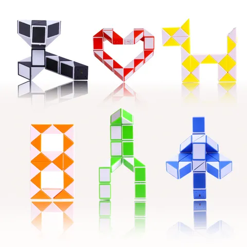 Plastic 24 Segments Magic Snake Twist Puzzle Educational Destress Fidget Toy Colorful Magic Ruler Speed Cube Gift