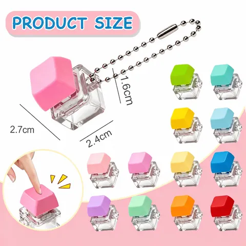 Colorful Mechanical Keyboard Clicker Fidget Toy Keychain Portable Stress Relief Finger Toy With Bead Chain For Adults Kids Daily Use