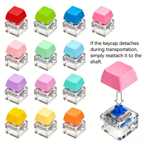 Colorful Mechanical Keyboard Clicker Fidget Toy Keychain Portable Stress Relief Finger Toy With Bead Chain For Adults Kids Daily Use