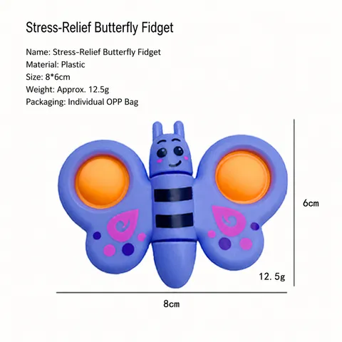Mariposa Fidget Spinner Pop It Juguete Sensorial Giroscopio de Dedos Alivio del Estrés Juguete de Plástico Mariposa Colorida Juguete Push Bubble