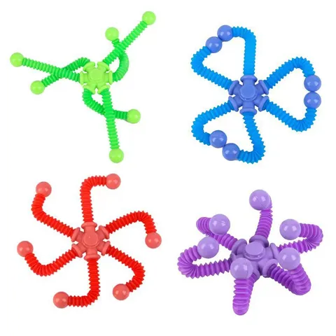Deformable Telescopic Tube Fidget Spinner Toy Plastic Creative Stress Relief Toy Multi Color Sensory Toy