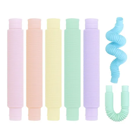 Macaron Color Plastic Stretch Tubes Fidget Toys DIY Sensory Bellows Relieve Stress Fun Toys For Kids And Adults