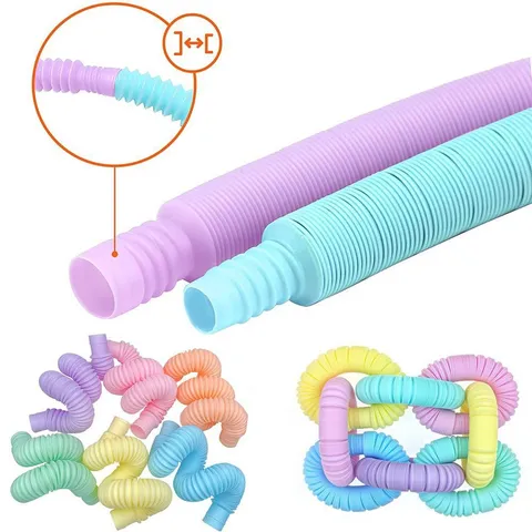 Macaron Color Plastic Stretch Tubes Fidget Toys DIY Sensory Bellows Relieve Stress Fun Toys For Kids And Adults