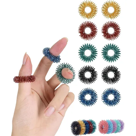 Edelstahl Sensorische Finger-Massageringe Akupressur-Fidget-Ringe Zur Stressbewältigung Und Angstlinderung Feder-Massager-Fingerspielzeug