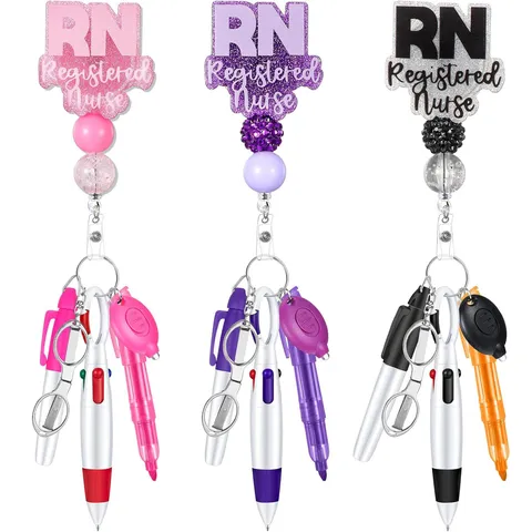Ausziehbarer Ausweisjojo Set Kunststoff Krankenschwester Stift Schreibwaren Set Schere Taschenlampe Schlüsselanhänger Büro Zubehör