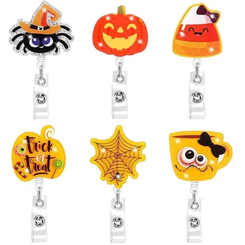 Halloween Ausweisjojo Acryl Cartoon Kürbis Spinne Geist Id Kartenhalter Jojo Für Büroangestellte Krankenschwester Lehrer Student