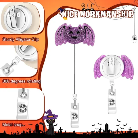 Halloween Acryl Ausweisjojo Süßer Kürbis Hexenhut Krokodilklemme ID Karte Namensschild Halter Für Krankenschwester Bürobedarf