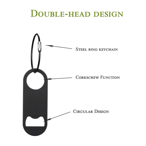 Retractable Stainless Steel Bottle Opener Keychain Portable Pocket Flat Beer Cap Lifter Utility EDC Tool With Steel Wire Cord Ring For Bar Camping Men Gift Black