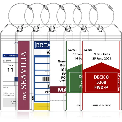 Etiquetas de Equipaje Transparentes Impermeables Con Bucles de Alambre de Acero Inoxidable Portatarjetas de Identidad para Cruceros