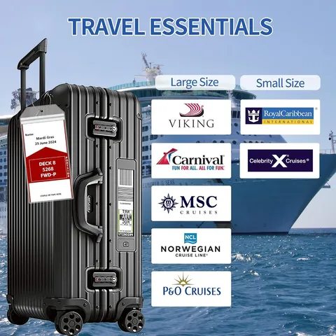 Etiquetas de Equipaje Transparentes Impermeables Con Bucles de Alambre de Acero Inoxidable Portatarjetas de Identidad para Cruceros
