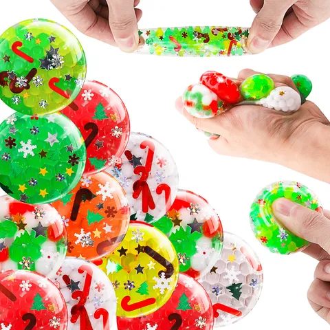 Juguete Antiestrés de Navidad Bola de Cuentas de Agua Novedad TPR Descompresión Fidget Juguete Fiesta Festiva Alivio del Estrés Regalo