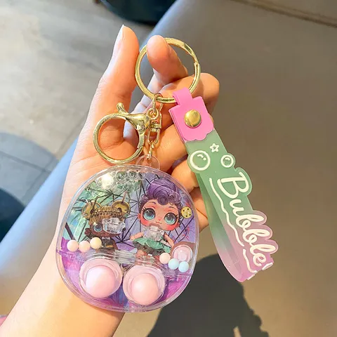 Cartoon Water Hoop Game Keychain Portable Liquid Handheld Console Cute Toy Miniature Water Ring Toss Game Key Ring Gift