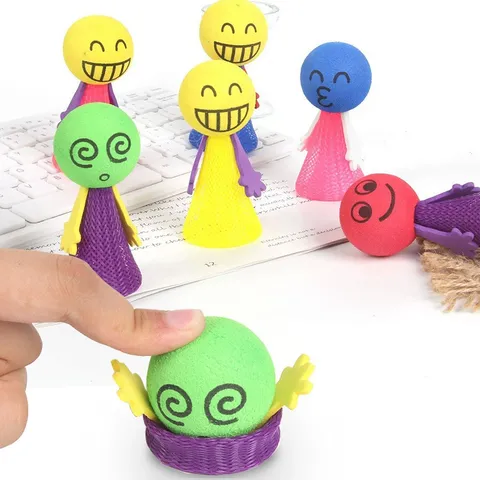 Juguete de Descompresión Creativo de EVA Muñeca de Resorte Rebotante Lindo Cara Sonriente Fidget Juguete Alivio del Estrés Novedad