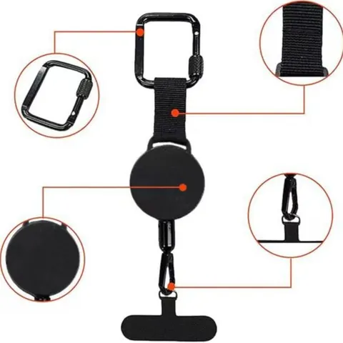 Llavero Retráctil con Cierre Cuadrado para Exteriores de Acero Inoxidable Antirrobo Soporte Elástico para Llaves Cable de Extensión Clip Gancho Correa de Teléfono