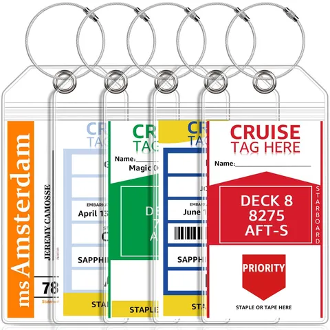 Cruise Luggage Tag Transparent PVC Waterproof ID Holder With Steel Loop Vertical Travel Luggage Label Tag For Cruises