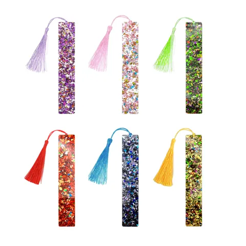 Glitzer Acryl Quaste Lesezeichen DIY Tragbar Funkelnde Pailletten Buchmarker Für Büro Schule Bedarf Damen Studenten Geschenk