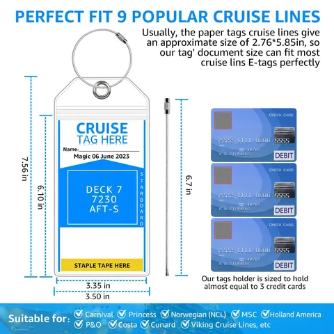 Cruise Luggage Tag Transparent PVC Waterproof ID Holder With Steel Loop Vertical Travel Luggage Label Tag For Cruises