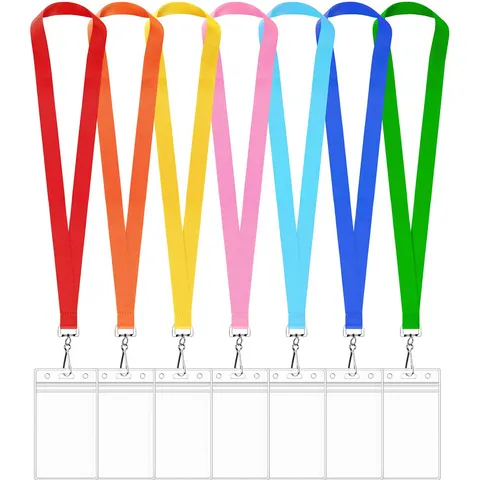 Polyester Buntes Lanyard Mit PVC Ausweishalter Wasserdicht Namensschildhalter Nackenband Für Büro Schule Und Freiwillige Ausstellung