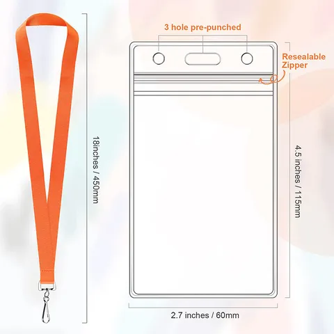 Polyester Buntes Lanyard Mit PVC Ausweishalter Wasserdicht Namensschildhalter Nackenband Für Büro Schule Und Freiwillige Ausstellung