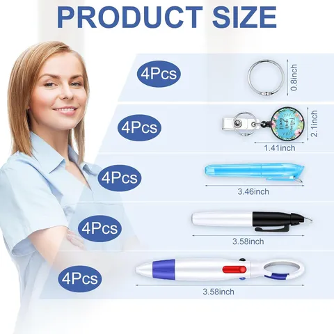 Retractable Badge Reel Nurse Pen Combo Set Floral Epoxy Slogan ID Card Badge Holder Clip Multicolor Multi Function Stationery Set For Medical Staff Office Supplies Gift
