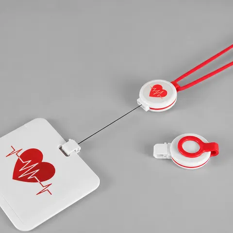 Ausziehbarer Krankenschwester Arzt Ausweishalter Set Medizinisches Herzschlag Stethoskop ID-Kartenhülle Lanyard Für Krankenhauspersonal