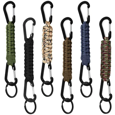Outdoor Taktischer Dual Karabiner Paracord Schlüsselanhänger Metall Schlüsselring Überleben Rucksack Haken Für Camping Wandern Utility