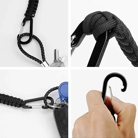 Outdoor Taktischer Dual Karabiner Paracord Schlüsselanhänger Metall Schlüsselring Überleben Rucksack Haken Für Camping Wandern Utility