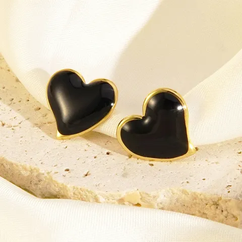 Mode 304 Roestvrij Staal Emaille Hart Druppel Oorbellen Licht Luxe Zoet Hartvormige Oorknopjes Sieraden Voor Dames