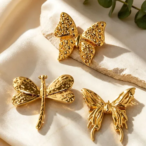Stainless Steel Butterfly Dragonfly Animal Brooch For Women Gold Insect Lapel Pin Fashion Luxury Jewelry Gifts