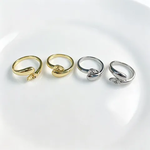Minimalistischer Kupfer Unregelmäßiger Tropfen Offener Verstellbarer Ringrohling Für Damen DIY Schmuckherstellung