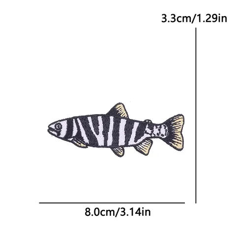 Cartoon Trout Embroidered Patch Iron On Appliques For DIY Fishing Hat Clothes Backpack Cute Animal Fish Embroidery Badge