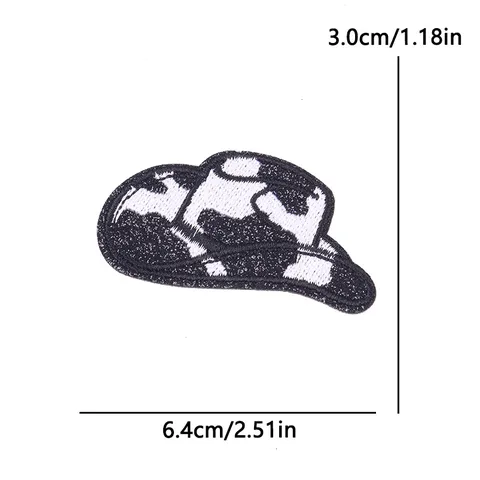 Parche de Bordado con Purpurina de Sombrero de Vaquero Occidental Parches de DIY para Planchar Coser para Ropa Bolso Sombrero Poliéster