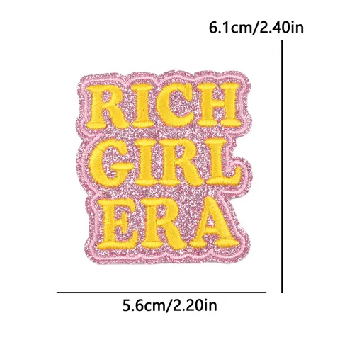 Pink Glitter Embroidery Patches Dollar Sign Money Theme Iron On Patches For Clothing Hats Bags DIY Alphabet Decoration Patch