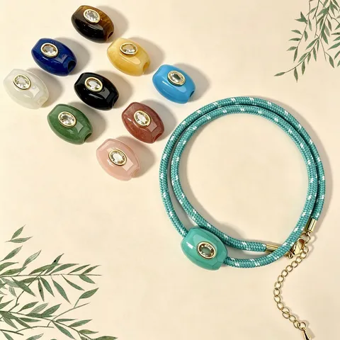 Retro Naturstein Böser Blick Anhänger Für DIY Halskette Herstellung Vintage Oval Zirkonia Eingelegt Schmuck Zubehör Für Paare