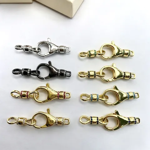 DIY Jewelry Findings Copper Micro Pave Rhinestone Spring Clasp Connector For Bracelet Necklace Making Fashion Accessories