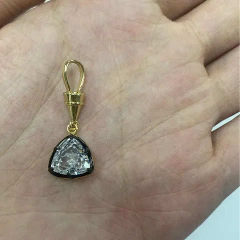 Ciondolo in Rame Placcato Oro con Zirconia Geometrica Cuore Goccia d'Acqua Accessori per Creazione Gioielli DIY per Collana da Donna