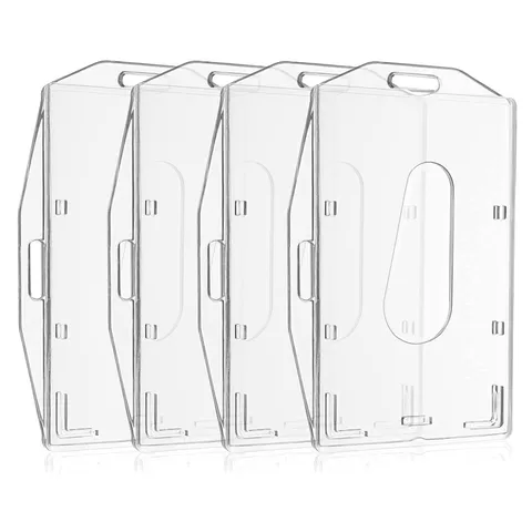 Portatarjetas de Plástico Duro Transparente Vertical y Horizontal Protector de Identificación con Ranura