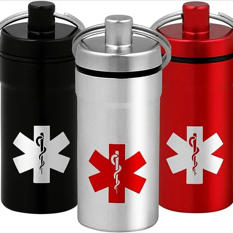 Portable Aluminum Waterproof Pill Holder Keychain Metal Pill Case Pill Bottle Storage Container For Outdoor Travel Daily Use