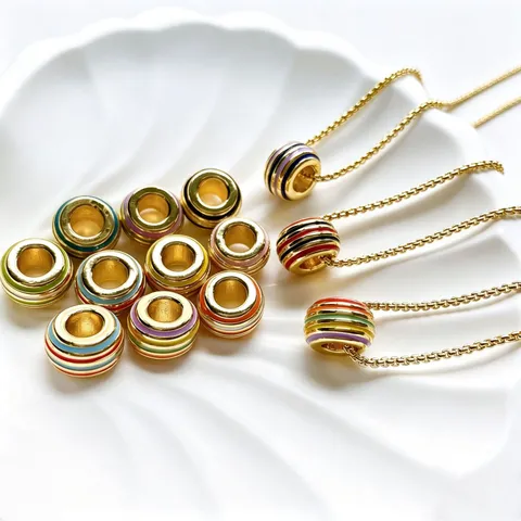 Cuentas Sueltas de Gran Agujero de Cobre Minimalista Colorido Gota de Aceite Roscado Accesorios de Joyería DIY