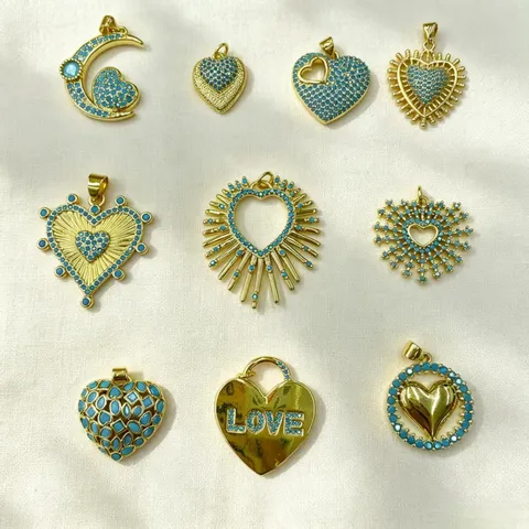 European American Fashion Love Micro Inlaid Zircon Necklace Pendant Niche Design Trendy DIY Jewelry Copper Accessories