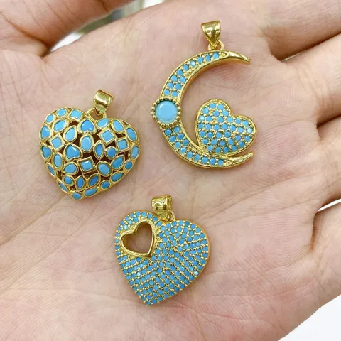 European American Fashion Love Micro Inlaid Zircon Necklace Pendant Niche Design Trendy DIY Jewelry Copper Accessories