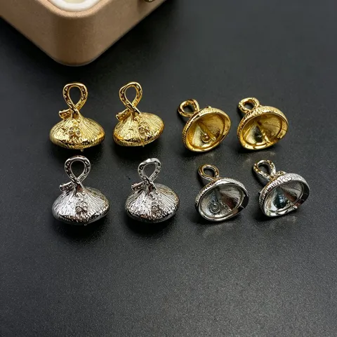 Kupfer Mikro Eingelegter Zirkonia Glocke Perle Kappe Anhänger Schale DIY Schmuck Zubehör Für Halskette Herstellung Gold Silber