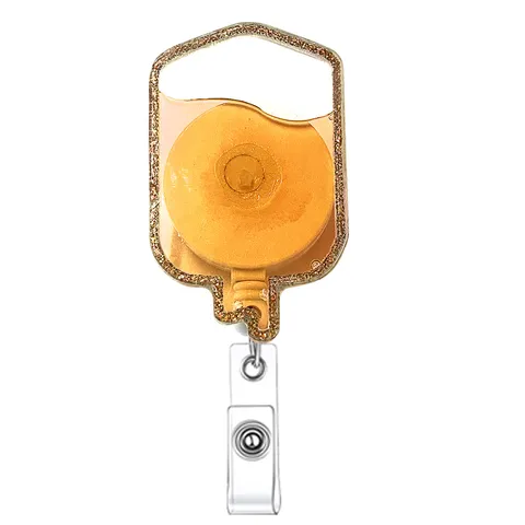 Enrouleur de Badge Poche de Sang Médicale Créatif Rétractable Acrylique Support ID Infirmière Paillettes Sable Mouvant Porte-Clés Fournitures