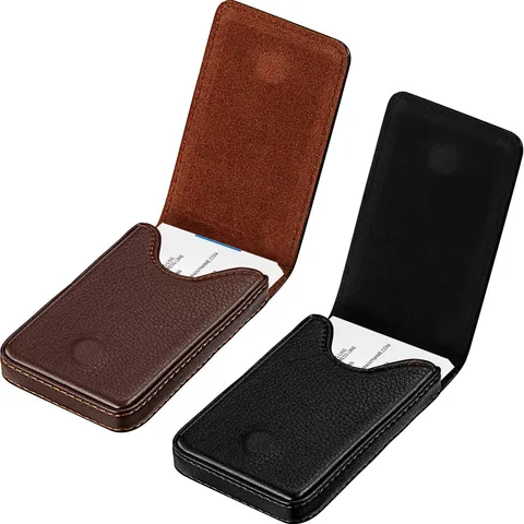 PU Leather Business Card Holder Magnetic Flip Pocket Card Case For Office Business Professional Card Storage Organizer Gift