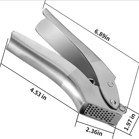 Stainless Steel Garlic Press Manual Garlic Mincer Heavy Duty Garlic Crusher with Cleaning Brush Kitchen Tool