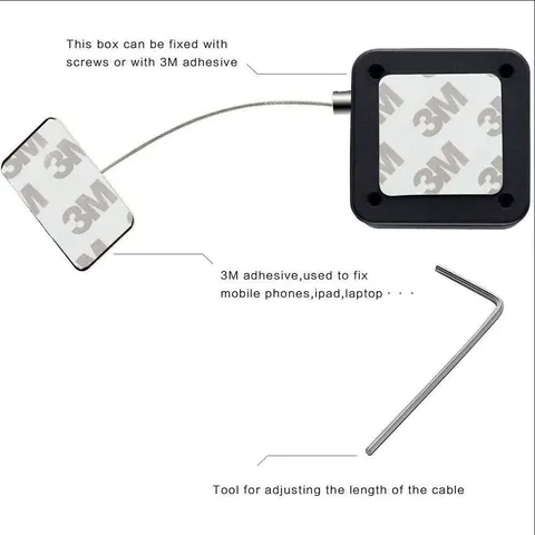 Boîte de Traction Rétractable en Fil d'Acier Antivol Câble de Sécurité pour la Protection de l'Affichage des Marchandises