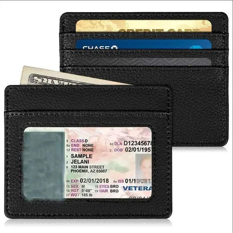 Minimalist PU Leather Card Holder Slim Double Layer Business Credit Card Wallet Case Pocket Organizer For Men And Women
