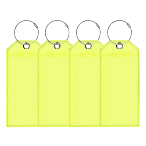 Portatarjetas Vertical Transparente Impermeable de PVC Etiqueta de Equipaje Con Anillo de Alambre de Acero Inoxidable