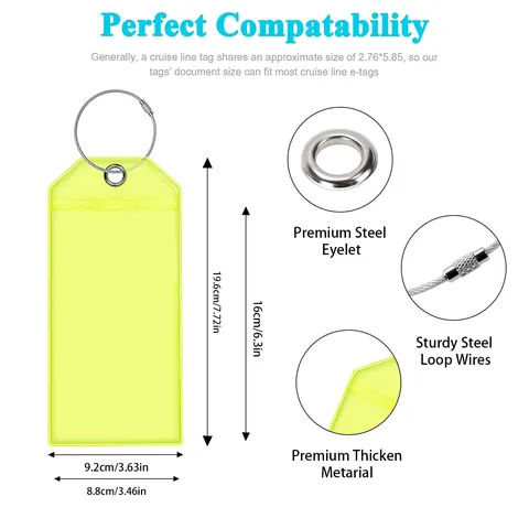 Portatarjetas Vertical Transparente Impermeable de PVC Etiqueta de Equipaje Con Anillo de Alambre de Acero Inoxidable