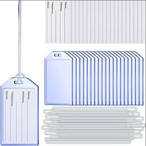 Porte-Carte d'Identité et Étiquette de Bagage en PVC Transparent Imperméable Vertical Avec Cordon Pour Bureau École Voyage